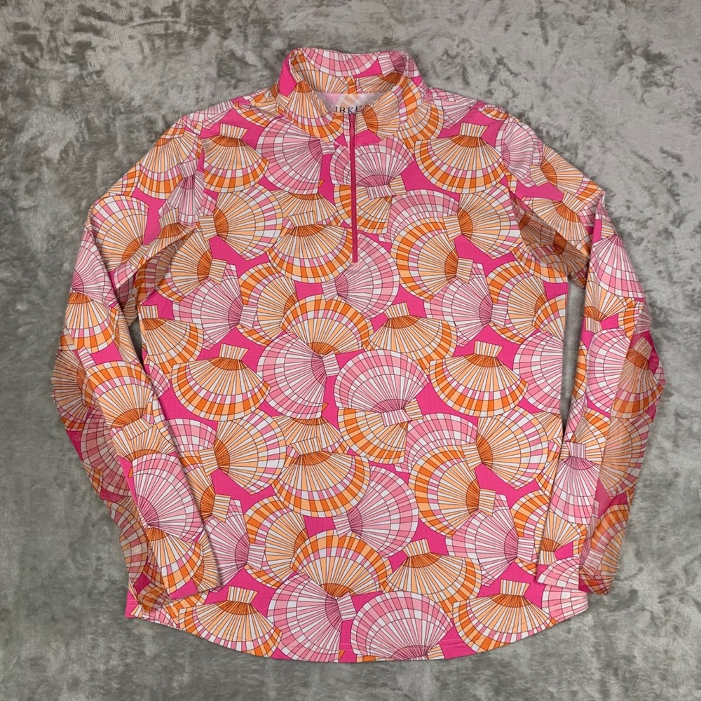 IBKUL Sun Shirt UPF 50+ L Seashell Quarter 1/4 Zip Mesh Vent Beach Outdoor Golf